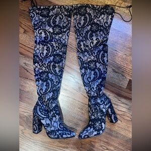 lace OTK adjustable boots NWOT